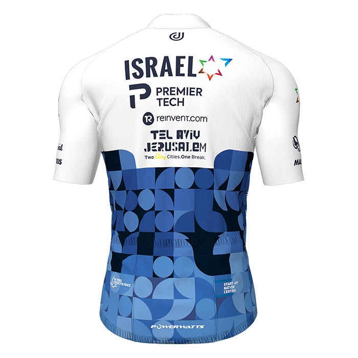 2022 Fahrradbekleidung Israel Cycling Academy Blau Wei Trikot Kurzarm und Tragerhose - zum Schließen ins Bild klicken